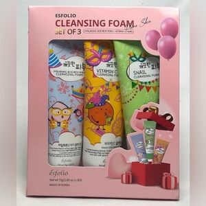 Esfolio Cleansing Foam Set Of 3 With Hyaluronic Acid Peach & Snail For All Skin